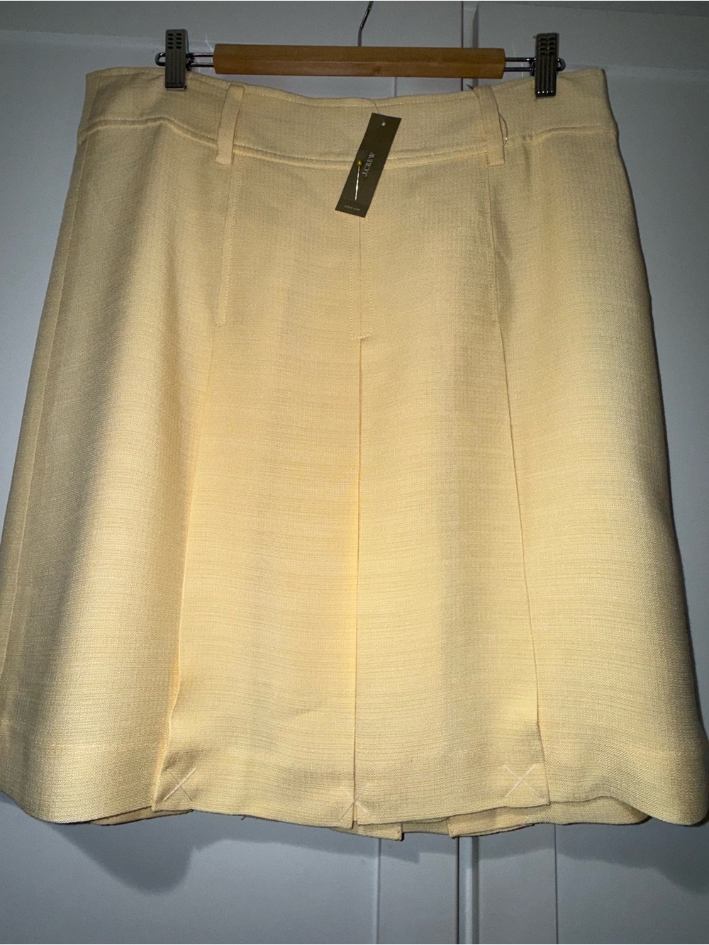 J.CREW Beige Solid Tweed Pleated Knee Length Skirt Lined